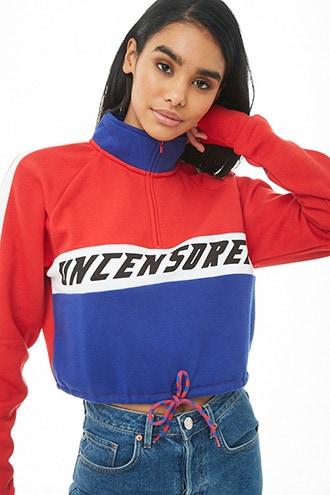 Forever21 Fleece Uncensored Graphic Pullover Top