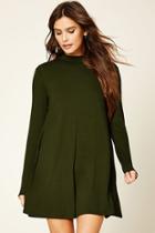 Forever21 Women's  Olive High Neck Shift Dress