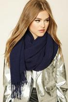 Forever21 Navy Fringed Oblong Scarf