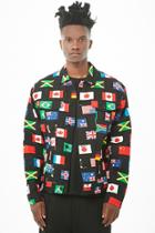 Forever21 International Flag Print Denim Jacket