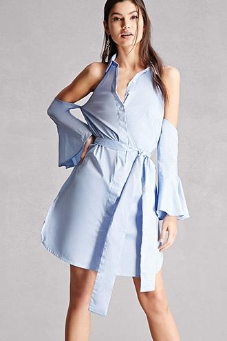 Forever21 Belted Open-shoulder Dress
