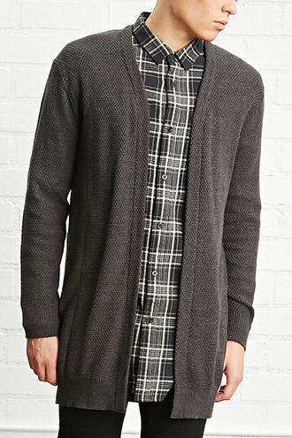 21 Men Men's  Open-front Longline Cardigan