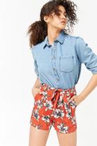 Forever21 Tie-waist Floral Print Shorts
