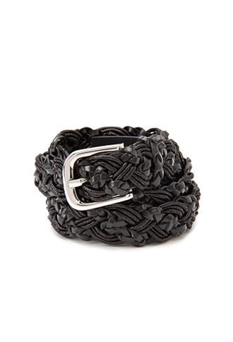 Forever21 Double-braided Faux Leather Belt Black Xs/s