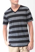 21 Men Striped V-neck Tee