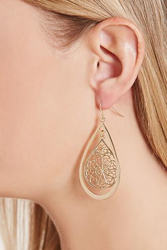 Forever21 Filigree Oval Drop Earrings