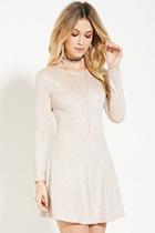 Forever21 Women's  Champagne Glitter Knit Skater Dress