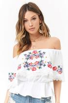 Forever21 Embroidered Flounce Top