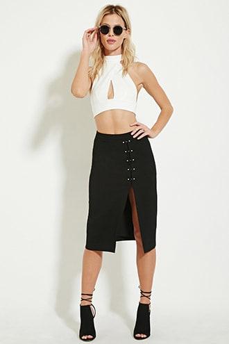 Forever21 Embellished High-slit Skirt