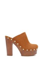 Forever21 Women's  Tan Studded Faux Suede Clogs