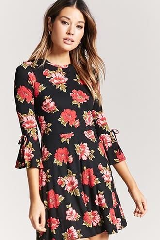 Forever21 Floral Print Mini Skater Dress