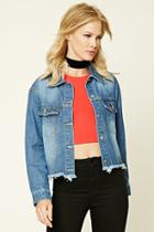 Forever21 Women's  Tiger Embroidered Denim Jacket