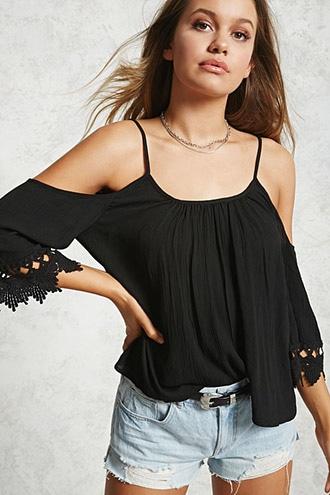 Forever21 Open-shoulder Crochet Cami
