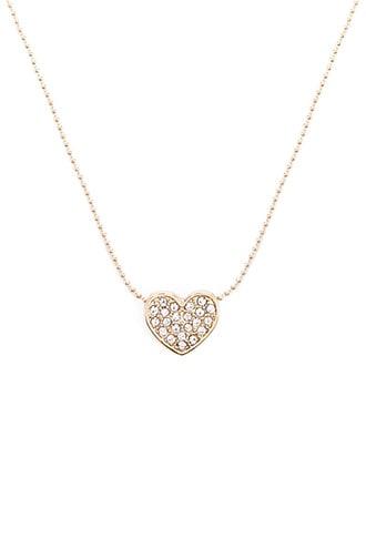 Forever21 Rhinestone Heart Pendant Chain Necklace