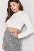 Forever21 Fuzzy Cropped High-low Sweater