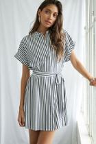 Forever21 Striped Belted Mini Shirt Dress