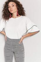 Forever21 Contrast Ruffle Sleeve Top