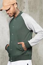 21 Men Men's  Heathered Knit Bomber Jacket