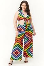 Forever21 Plus Size Rainbow Crop Top & Pants Set