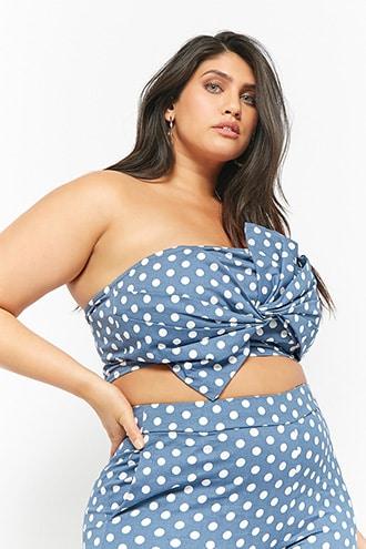 Forever21 Plus Size Eta Bowed Polka Dot Tube Top