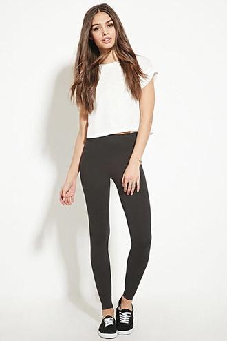Forever21 Women's  Dark Grey Heathered Knit Leggings
