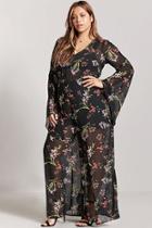 Forever21 Plus Size Floral Bell-sleeve Jumpsuit