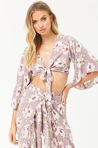 Forever21 Surf Gypsy Floral Print Crop Top