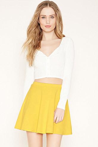 Forever21 Women's  Yellow Mini Skater Skirt