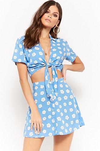 Forever21 Motel Flower Print Mini Skirt