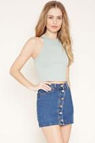 Forever21 Women's  Pistachio Cotton-blend Tank