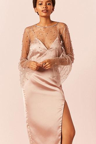 Forever21 Sheer Faux Pearl Top