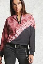 Forever21 Tie-dye Zip Neckline Pullover