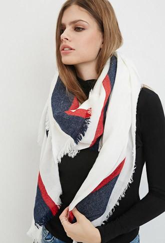 Forever21 Striped-trim Frayed Scarf