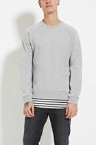 21 Men Men's  Heather Grey & White Layered Stripe Sweatshirt