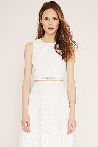 Love21 Women's  Contemporary Floral Lace Top