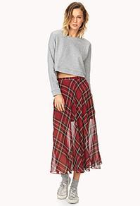 Forever21 Tartan Plaid Slit Maxi Skirt
