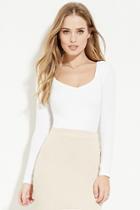 Forever21 Women's  White V-neck Crop Top