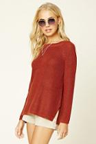 Forever21 Women's  Rust Contemporary Crew Neck Sweater
