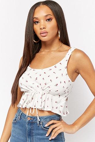 Forever21 Rose Floral Crop Top