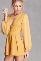 Forever21 Women's  Mustard Selfie Leslie Plunging Romper