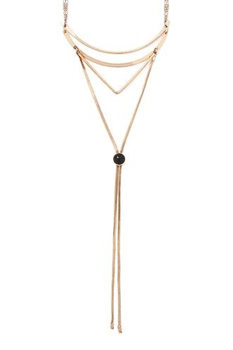 Forever21 Antique Gold & Black Bar Pendant Necklace