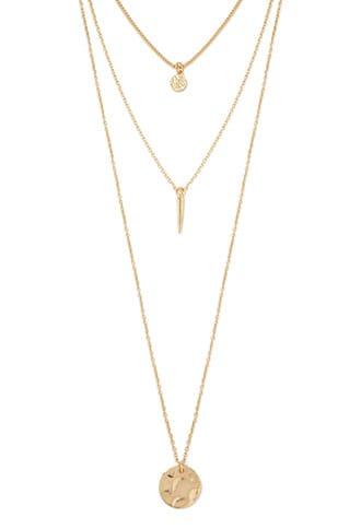 Forever21 Hammered Pendant Layered Necklace