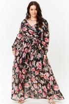 Forever21 Plus Size Sheer Floral Surplice Maxi Dress