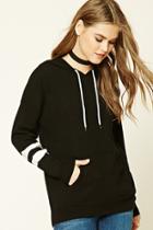 Forever21 Women's  Hooded Varsity Stripe Sweater