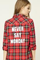 Forever21 Women's  Never Say Monday Plaid Shirt