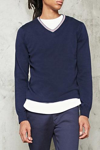 Forever21 Varsity V-neck Sweater