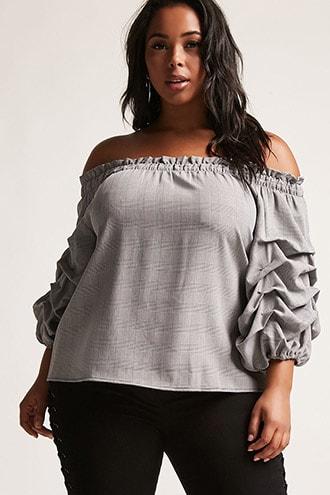 Forever21 Plus Size Plaid Off-the-shoulder Top