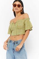 Forever21 Plaid Lace-up Crop Top