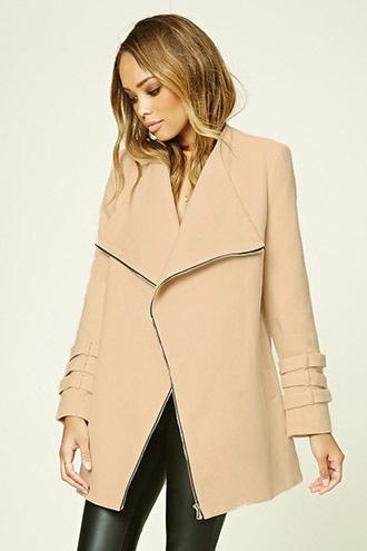 Forever21 Women's Ivory Twelve Asymmetrical Coat