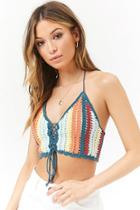 Forever21 Multicolored Crochet Halter Crop Top
